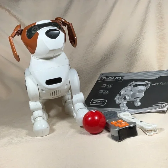 Original Tekno Robotic Puppy White and Brown Beagle
